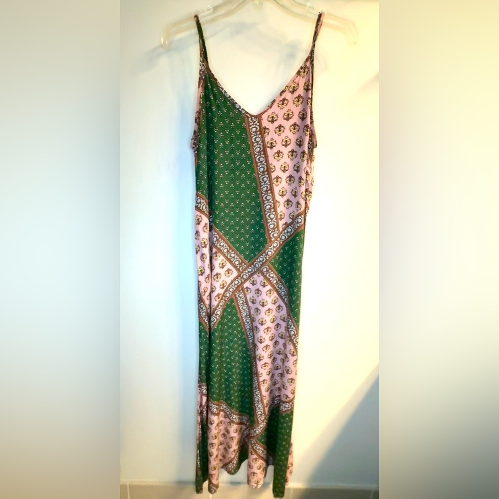 NATURAL LIFE Green and Pink Patchwork Maxi Dress - Picture 2 of 13